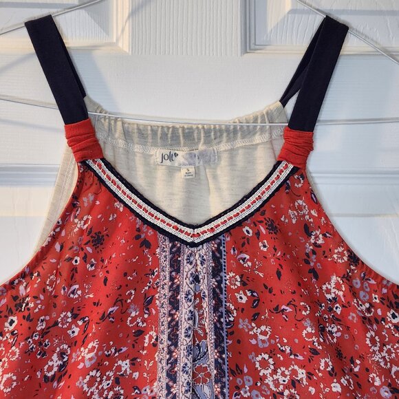 Jolt Floral Red and Blue Small Womens Tank Top - Picture 3 of 9